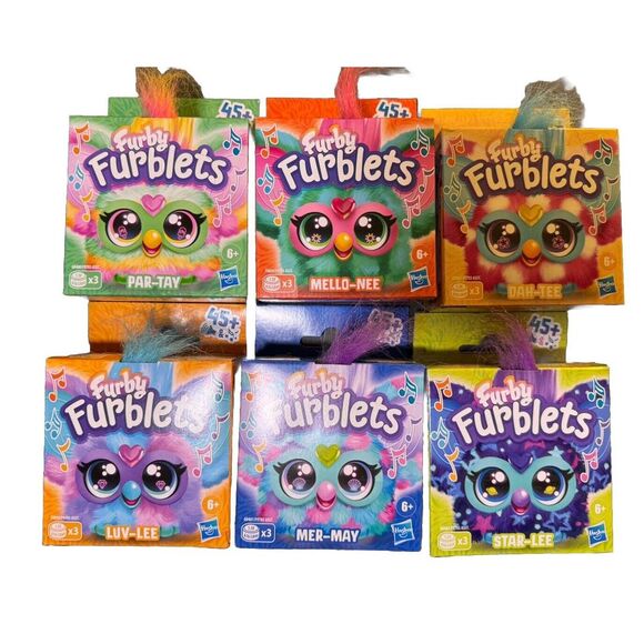Furby Furblets Electronic Mini Plush Complete Set of 6 Speaks Furbish Harmonize - Picture 1 of 16